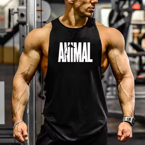 Animal Letter Gym Tanktop Men Fitness Clothing Men's Bodybuilding Tank Tops Summer Gym Clothing for 