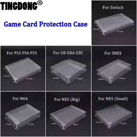 10PCS Clear Transparent Game Cartridge Box Case CIB Games Plastic PET Protector For N64 NES SNES GB 