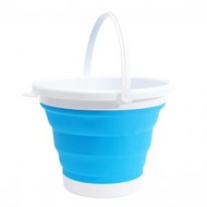洗面盆 洗手盆,大號10L 彈性軟膠 摺疊式 水桶-藍色 #SKY