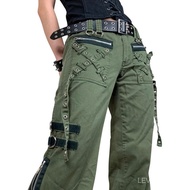 Women's Gothic Baggy Jeans - High Waist Striped | E-girl Grunge Style