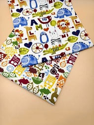1 Piece Of High-Quality All-Cotton Canvas Fabric, Fabric With Cartoon Animal Patterns, Pre-Cut 19.6i