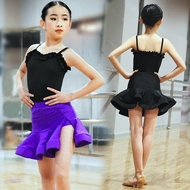 Latin Dance Costume Children Girls Practice Costume Summer Sleeveless Latin Dance Skirt Children Lat