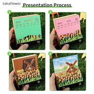 Takaflower 3D Calendar 2026 Unique Paper Sculpture Sticks,3D Notepad And Clock Art Desktop Calendar,