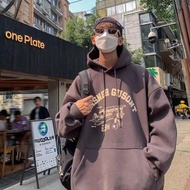 【 M-8XL 】American Retro Airplane Print Hoodie Men's Trendy Casual Versatile Loose Oversized Hoodie J