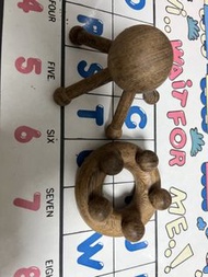 雞翅木按摩器滾輪手動頸椎頸部雙球面部腿部全身美容按摩提拉