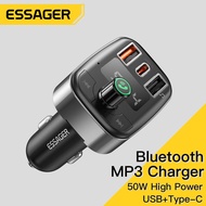 Essager 50W Car Bluetooth Charger With FM Transmitter Bluetooth 5.0 Handsfree Car Kit Audio MP3 Player Car Fast Charger Adapter