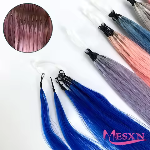 MESXN Color Feather Hair Extensions 100% Real Human Hair Microring Hair Extensions Straight Blonde C