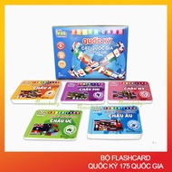 Smart flashcard set of national flags of 175 countries around the world for children