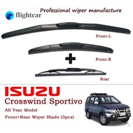 Front and Rear 3pcs ISUZU Crosswind Sportivo Wiper Blade Set for All Year Model CW SUV XUV Car Windo