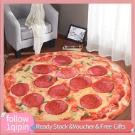 1qipin.my Kid Toddlers Pizza Pattern Rug Baby Washable Fluffy Playmat Round Carpet for Bedroom Playr