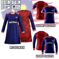 FAZZ HM04 - BAJU MUSLIMAH KID ADULT HARIMAU MALAYA BLUE RED SUBLIMATION MERDEKA SEDONDON SET