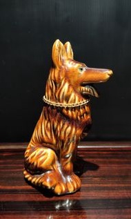早期鶯歌窯陶瓷-胭脂釉狼犬存錢筒#01 （陶瓷/精品/收藏/擺飾/經典/瓷器）