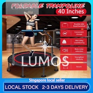 LUMOS  Trampoline 40 Inch Folding Exercise With Armrest Indoor Fitness Aerobic High Jump Stability T