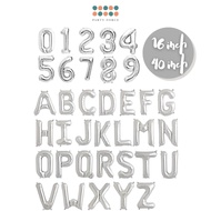 [Minimum 6 pcs] Silver Number Letter Balloon Alphabet Balloon 16 inch Foil Balloon Birthday Decorati