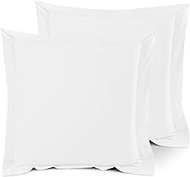 Saferay Green European Pillow Shams Set of 2, Fade, Wrinkle and Shrinkage Resistant Soft Pillow Covers with Envelope Closure 100% Egyptian Cotton Euro Sham Covers (White, 26x26 Inches)