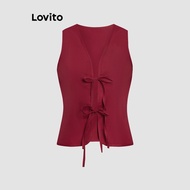 (Trendy) Lovito Casual Top Summer Lace Up Tank Top for Women L112ED539