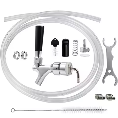 Draft Beer Faucet Beer Line Shank Kit Beer Tower Dispenser Replacement Set 3/16’’ Brewing Tube 1/4’’