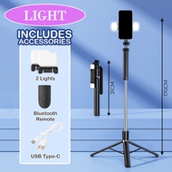 170cm Extendable Selfie Stick Tripod 3 In 1 Remote Smartphone Holder Fill Light 自拍杆 Tongkat Swafoto