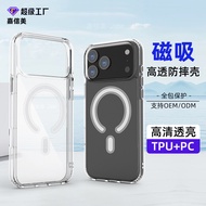 IPhone17Pro Magnetic Phone Case Transparent Apple 16 2 in 1 Magnetic Case Apple 14 Magnetic Phone Ca