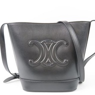 CELINE 小號水桶 Cuir Triomphe 單肩包 狀況極佳 光滑小牛皮 黑色