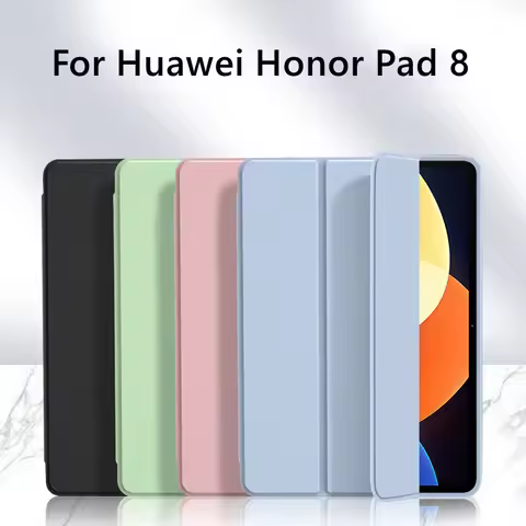 For Honor Pad 8 Case 12 inch Tri-Folding PU Leather Soft Silicone Back Stand Tablet Shell for Honor 