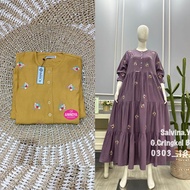 Anindya Fashion Presents Gamis Cringkel Bordir Tabur Salvina Dress Lebaran Wanita Model Susun Dengan