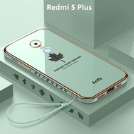 Casing Redmi 5 Plus Case Maple Leaves Plating Cover Soft TPU Phone Case Redmi 5 Plus