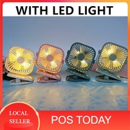 Square Led Fan Adjust Mini Fan USB Charging Mini Clip Fan Rechargeable with Cable Small Kipas Portab