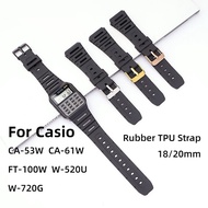 Rubber Watch Band For Casio CA-53W CA-61W FT-100W W-520U W-720G F108W F91 AE1200 TPU Rubber Bracelet