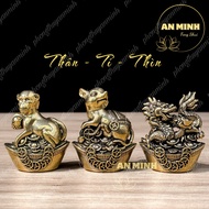 Tam Hap Than, Tiny, Dragon 6cm - Zodiac Standing with Gold Coins - Small Size Decorative Feng Shui B