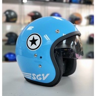[FREE TINTED SUNGLASS] 100% Original SGV Star Retro Classic Motorcycle Helmet Topi Motorsikal Motor 