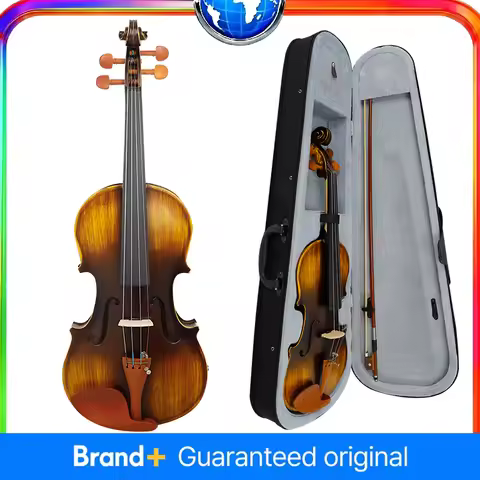 AV-E310 Electric EQ Violin – 4/4 Violin Full Size Vintage Matte Electric Violin Built-in Equalizer f