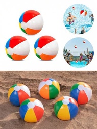 3入組彩虹海灘球,12英寸充氣泳池玩具,適用於夏季水上遊戲,兒童生日派對用品套餐,包括充氣海灘球