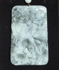 高檔天然大尊霸氣虎牌烏雞翡翠玉墜項鍊