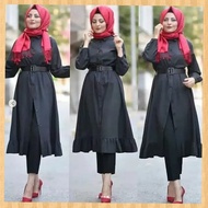 baju blouse muslim wanita long tunik pakistan perempuan hijab hitam