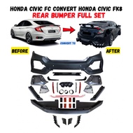 HONDA CIVIC 2016-2019 CONVERT TO HONDA CIVIC TYPE R FK8 STYLE FULL SET REAR BUMPER