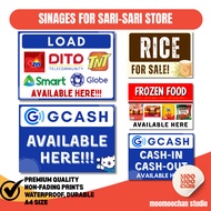 PVC Sinage Sari Sari Store Palengke Laminated Matibay Makapal Gcash Load Sign Sari-Sari Store