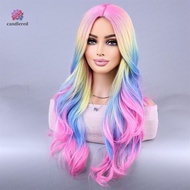 Colorful Rainbow Wig in the Fringe Simulation Scalp Party Ghost Festival Wig candlered