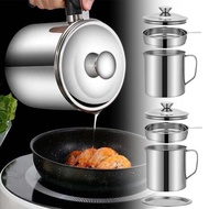 1.3l Stainless Steel Oil With Lid Container With Filter Cooking Oil Pot Kitchen Cooking Grease O7q6