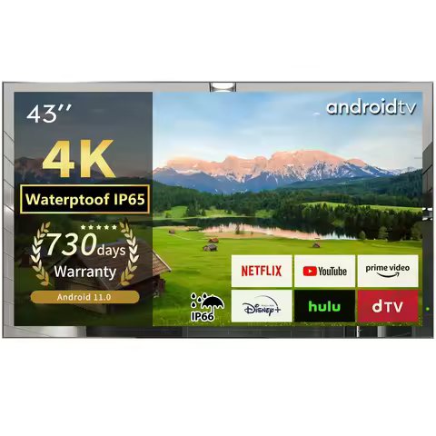 Soulaca 43 inches Smart Android11.0 Mirror 4K LED TV Big Screen Bathroom IP65 Waterproof Built-in Wi