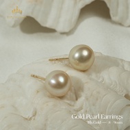 Gold Pearl Stud Earrings 8-9mm 18K Gold
