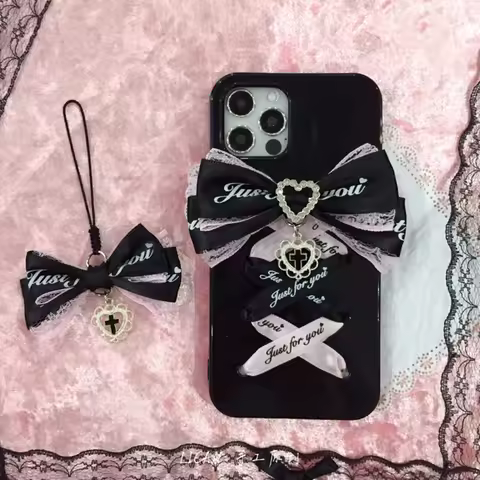 Jirai Kei Ribbon Bow Iphone16 Phone Case with Pendant Apple 15 pro max Sweet Cool SamSung Galaxy Gir