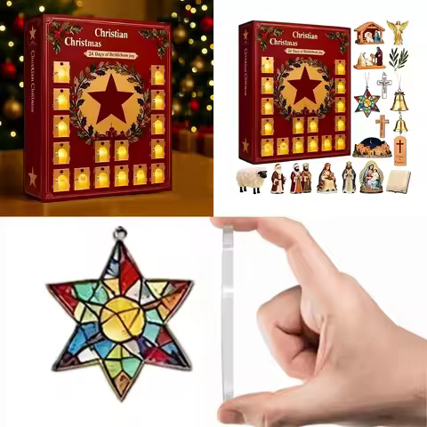 Christmas Decoration Xmas Countdown Calendar 2D Acrylic Ornaments Advent Jesus Story Christmas Holid