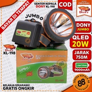 Senter kepala Cas DONY KL198 JUMBO 20 WATT 20W QLED LED T6 GUNUNG MURAH Sintar Dony Kepala SUPER TER