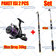 Joran pancing full set/pancing 1 set lengkap kuat/Joran Pancing 1 Set Reel Besi 2.1m/2.4m/2.7/m/3.0m