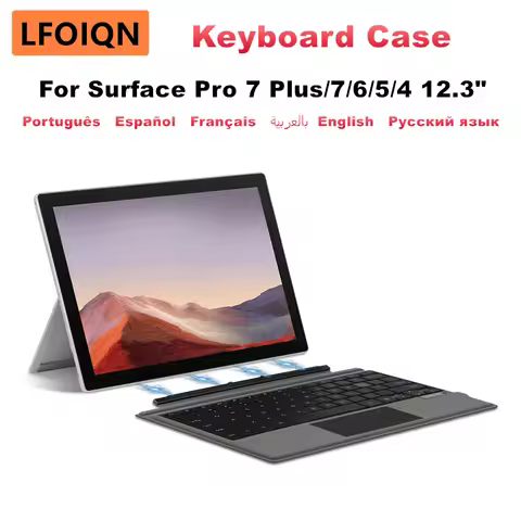 LFOIQN Keyboard Case For Microsoft Surface Pro 3 4 5 6 7 7+ Plus 12.3 inch Magnetic Cover Win10 Tabl