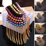[GZM]Shoulder Brooch Tassels Punk Jewelry Vintage Fringe Epaulette Clothes Decor