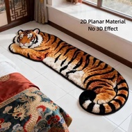 JURHOMIE 2D Flat Tiger Bedroom Carpet Non-slip Water-absorbing Bedside Rug Creativity Abrasion-resis