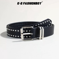 [K-2] Y2K Rivet Belt Double Row Small Rivet Metal Belt Belt Belt Belt American Style Street Wear Mat