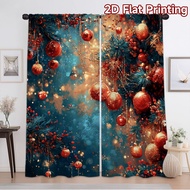 2D flat printing 2pcs curtain Christmas Tree Ornaments(2) Digital printing Festive Curtains Perfect 